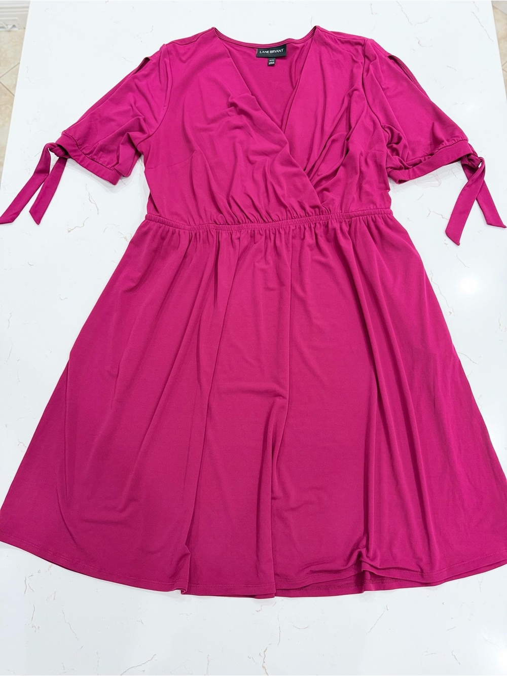 Lane Bryant Burgundy Split Sleeve Fit & Flare Dress Size 14/16 Romantic Feminine